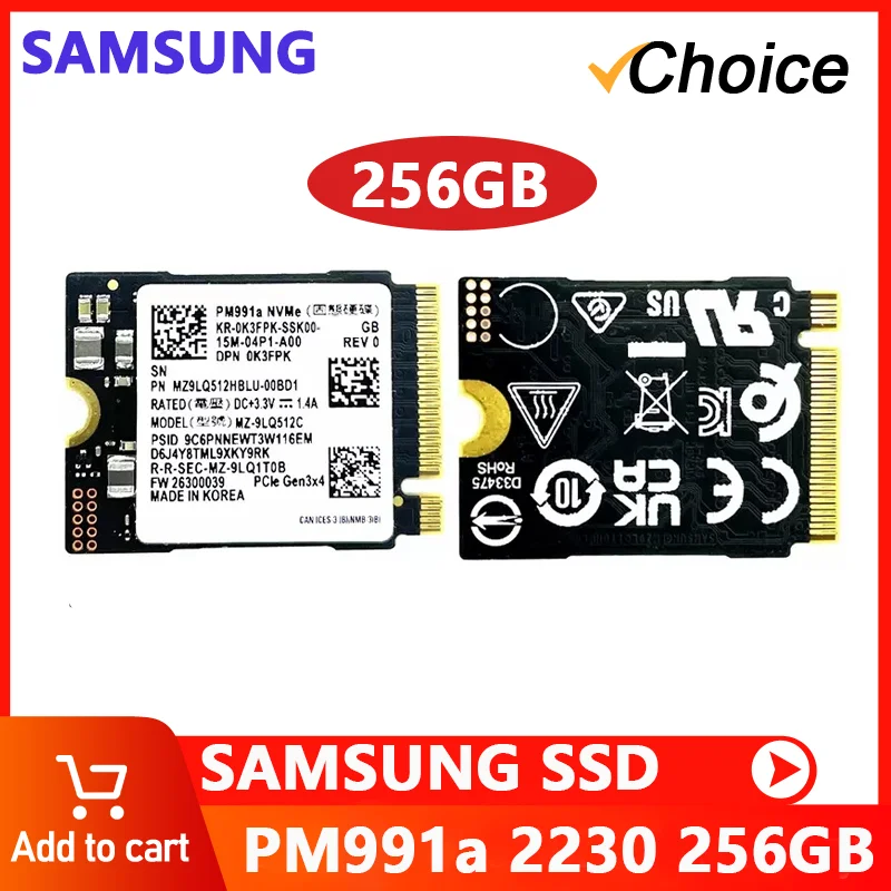 SAMSUNG PM991a 256GB M.2 2230 30mm NVMe PCIe Gen3 x4 TLC SSD for Xbox Surface Pro Steam Deck ROG Ally Dell HP Lenovo Laptop