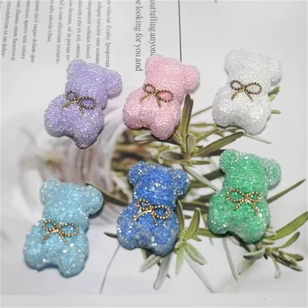ST30 Cartoon Bear Sugar 3D Straight Hole Bead DIY Jewelry Phone Chain Car Hanging Keychain Accessories Handmade Material