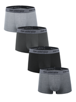 4pcs Men's Cotton Solid Color Underwear, Casual Boxer Briefs Shorts, Breathable Comfy Stretchy Boxer Trunks, Sports Shorts