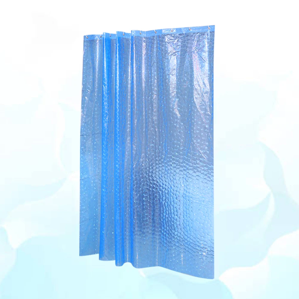 

EVA Shower Curtain Bathing Waterproof Bathroom Solid Color Cool Design Blue Easy Hanging Hooks Home Campers Motels