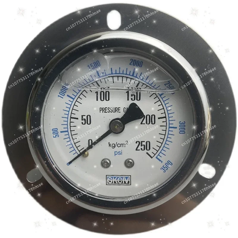 YN60ZT Axial Edge Shock-Resistant Pressure Gauge 1/4PT Vacuum Gauge Hydraulic Gauge 100KG Stainless Steel