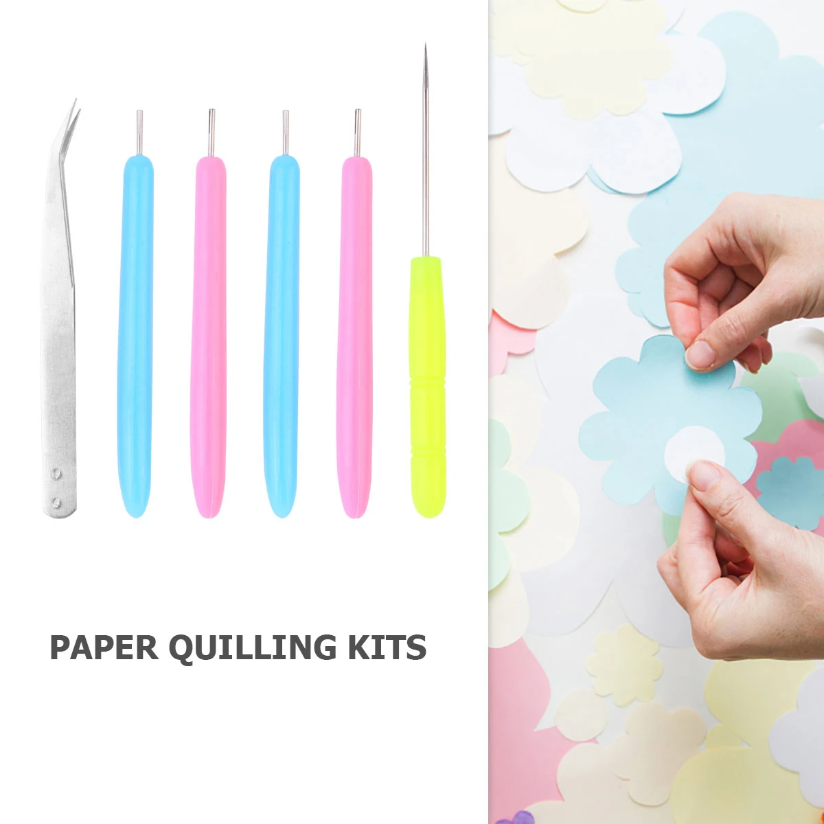 

6Pcs Paper Rolling Pen Set Rust Proof Steel Tip Lightweight Comfortable Grip for DIY Quilling Projects Home Craft Art Supplies