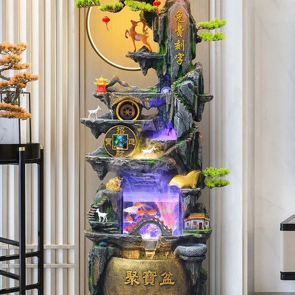 Feng Shui wheel, rockery, fountain, flowing water ornaments, fortune cornucopia, circulating water, landing fish tank