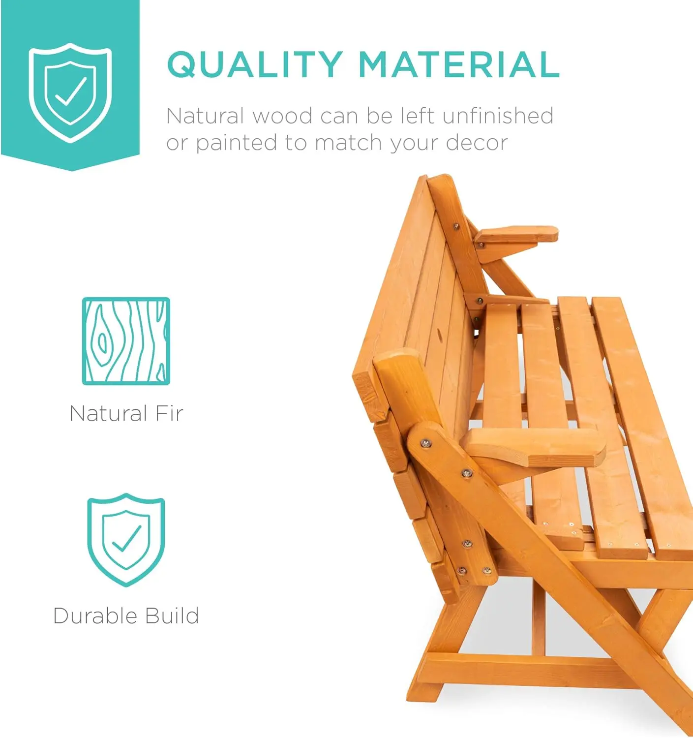 طاولة نزهة خشبية 2 في 1 مع فتحة مظلة - طبيعية