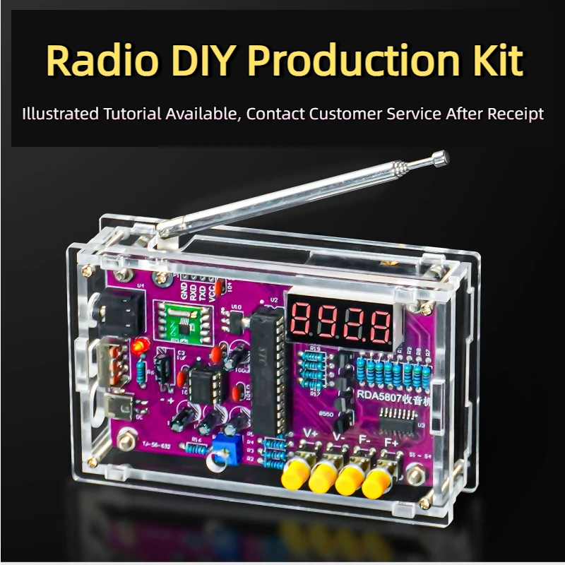 Image of FM-Radio-Montagesatz, DIY-Produktion von Mikrocontroller-Schaltung, Schweißübungsteilen TJ-56-632