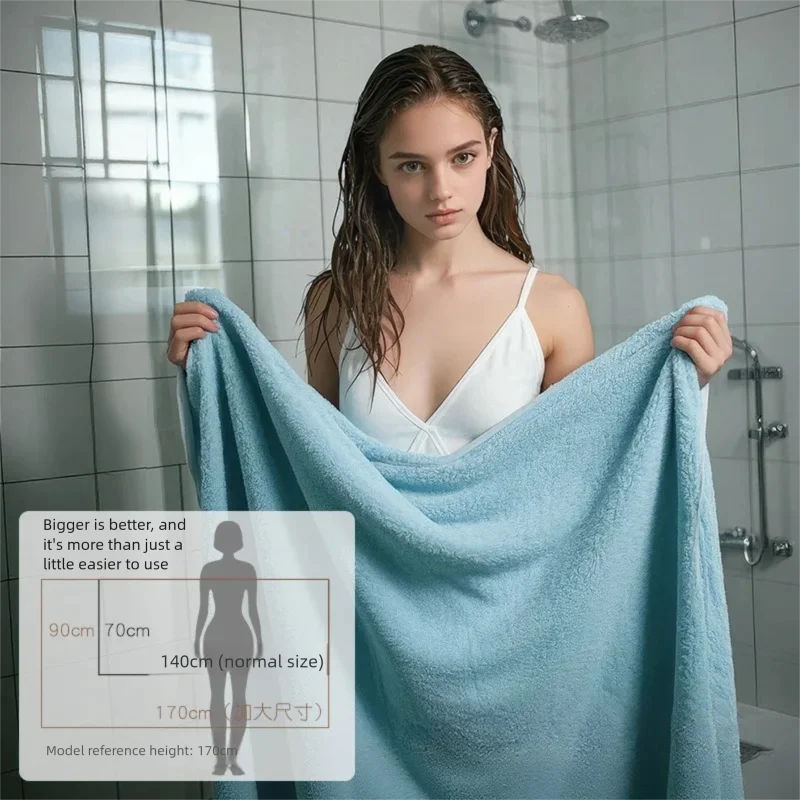Women Coral Fleece Bath Towel Thickened A-Class Antibacterial Super Absorbent Quick-Drying Large Bath Towel Wrap for Home