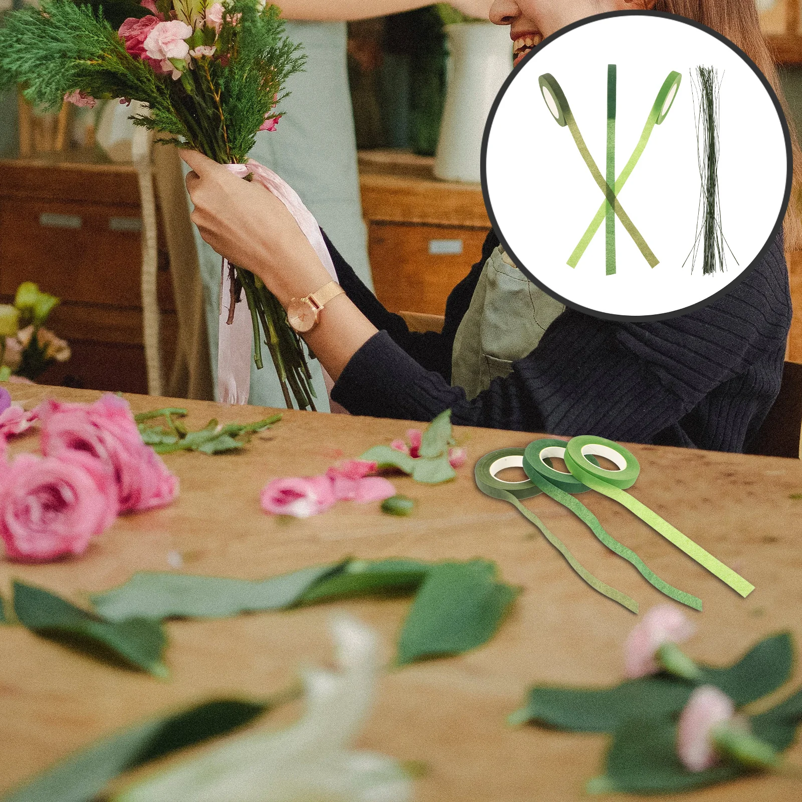 1 комплект, лента для цветочного стебля и проволока