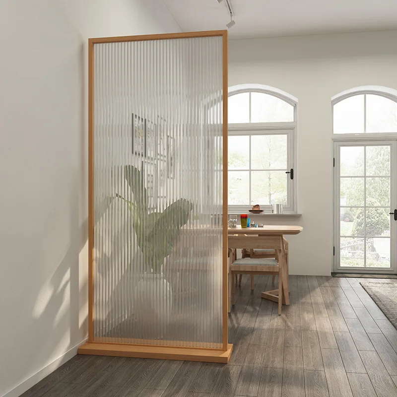 Customized Minimalist Room Partition, Solid Wood Changhong Glass, Living Room Office, Screen, Privacy Space Separator