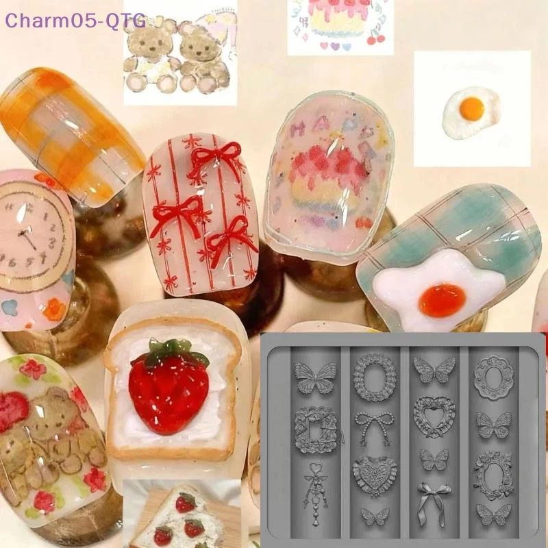 Hot!  Nail Art Silicone Mold Bow Heart Butterfly Rabbit 3D M