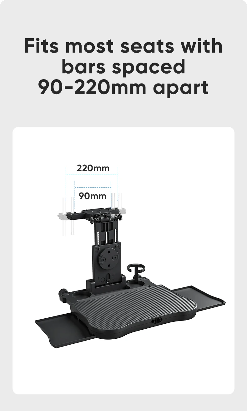 Erweiterbarer Auto-Rücksitz-Schreibtisch für Laptop und Esszimmer, mit rutschfester Unterlage und Gerätehalter. Perfekt für Arbeit/Essen – Detail 21