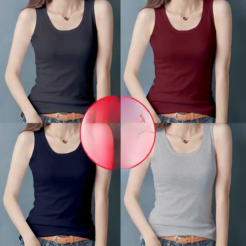 plus Size Strap Vest Women's New Summer Inner Wear Slim Fit Outerwear Sleeveless Top Trendy round Neck Moisture Wicking