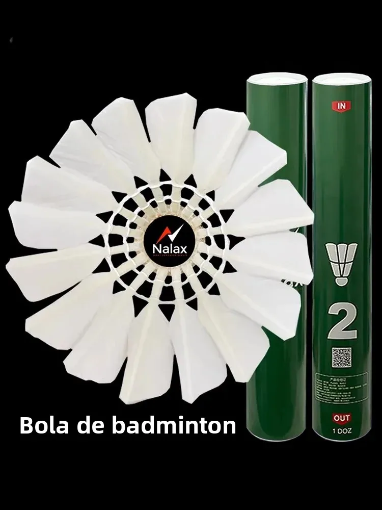 nalax-volants-de-badminton-en-plumes-de-canard-durables-lot-de-12-pieces-pour-entrainement-et-matchs-en-salle-longue-duree-resistants-aux-coups-sans-certification