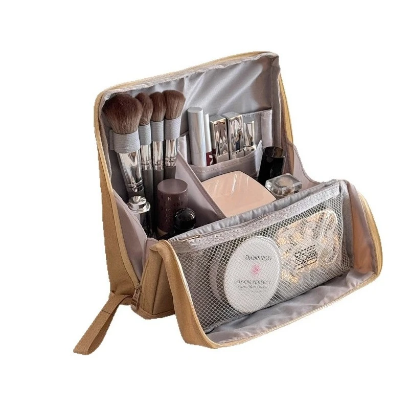 Borsa per cosmetici Borsa per organizer standable di grande capacità Borsa per il lavaggio multifunzionale portatile a strati zonati