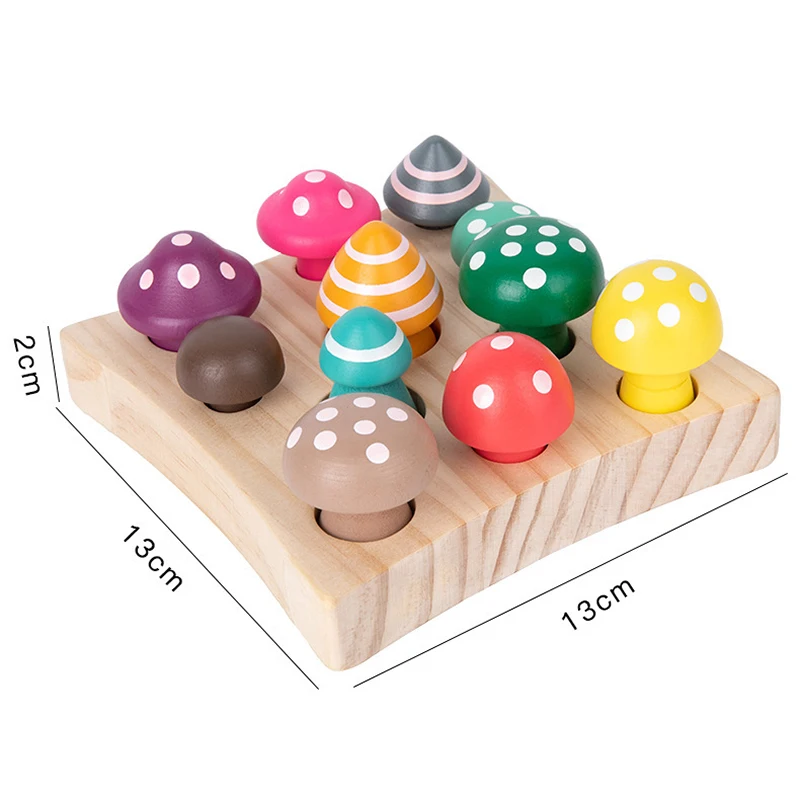 Baby Teaching Aids Counting Game Montessori Rainbow Block Mushroom Math Toy Educational Learning Toy Toddler Fine Motor Training