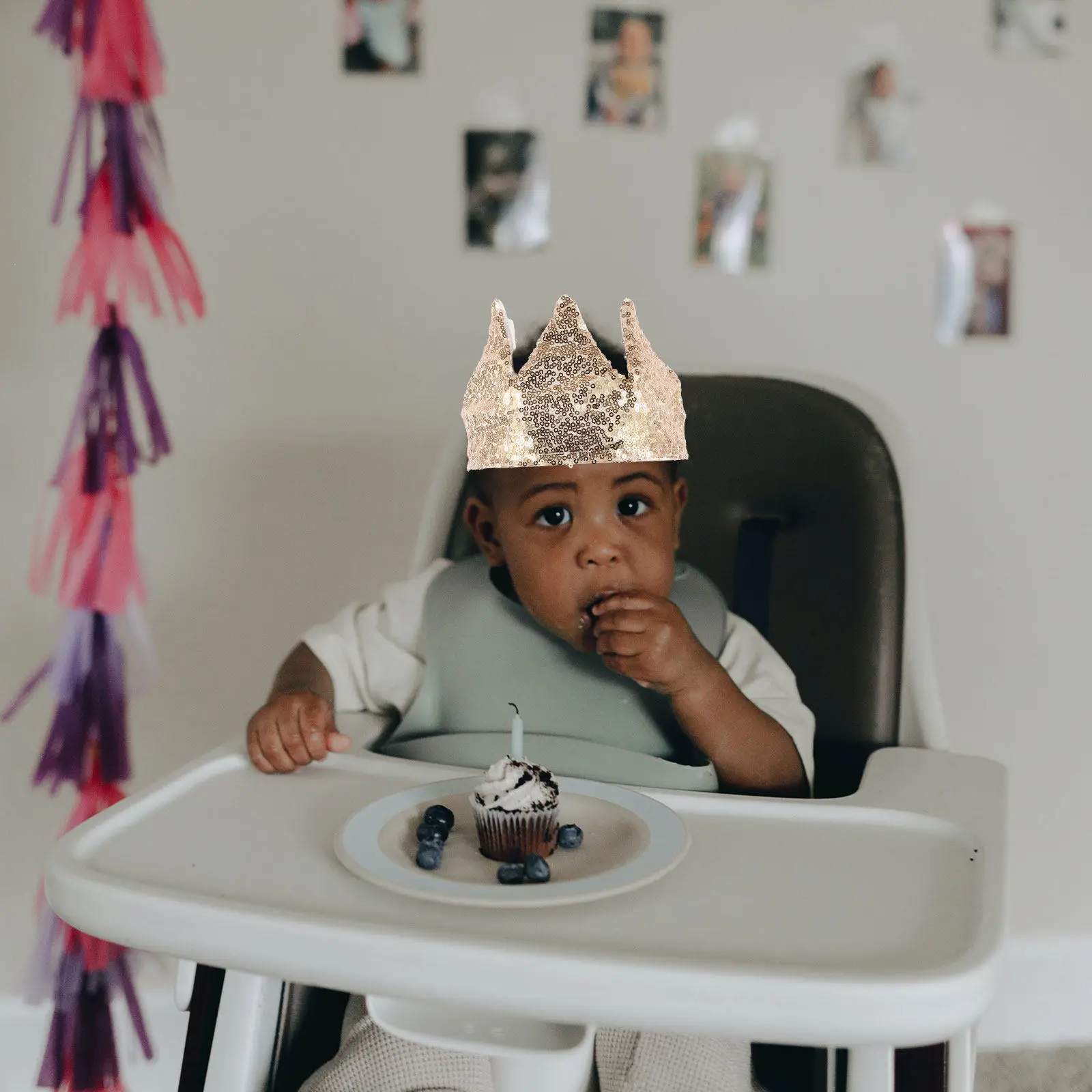 

Kids DIY Birthday Crown with Shiny Sequins Birthday Party Hat Crown for Children Festive Celebration Decoration Photo Accessory