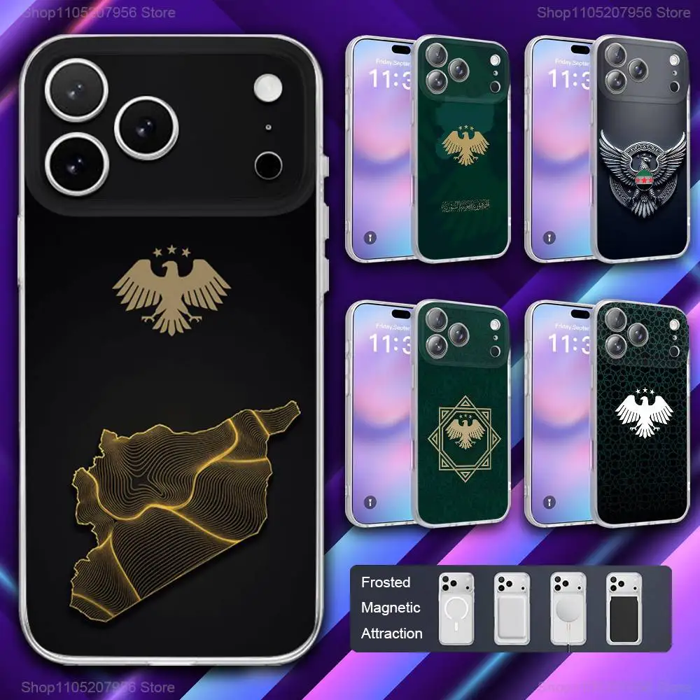 

Free S-Syrias Cool Flag Phone Case For iPhone 11,12,15,14,13,17,16,Pro,Plus,E,Max,Air,Mini Magnetic Frosted Cover