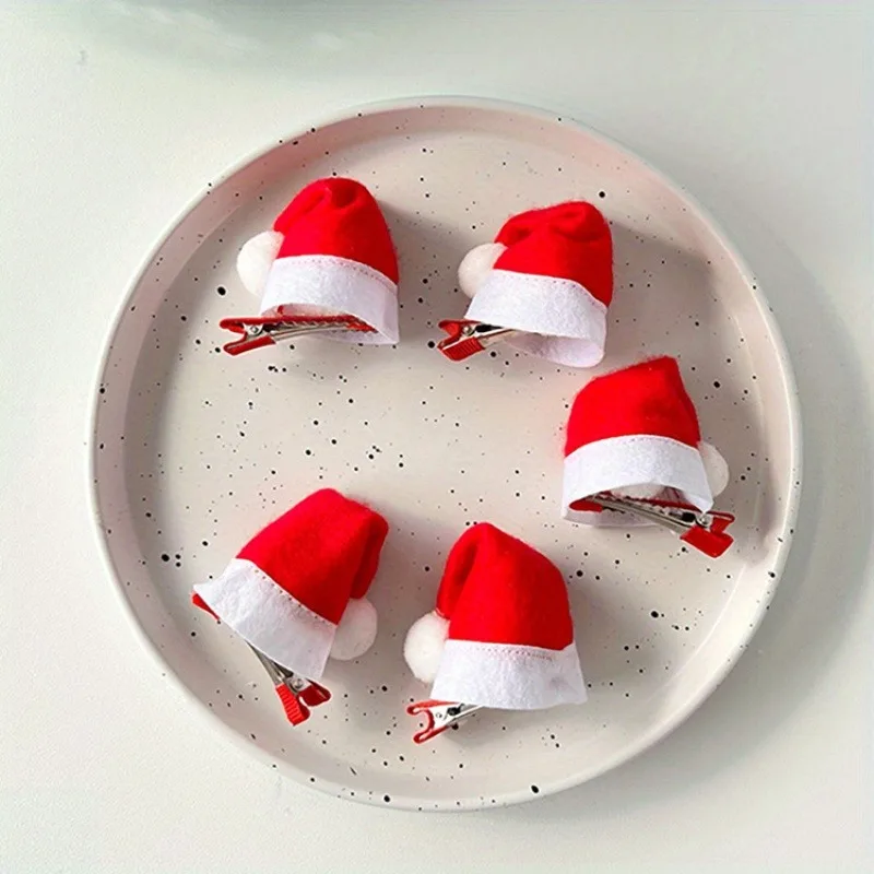1/12 pezzi carino mini fermagli per capelli cappello da Babbo Natale rosso bianco design festivo perfetto look natalizio feste adorabili accessori per capelli