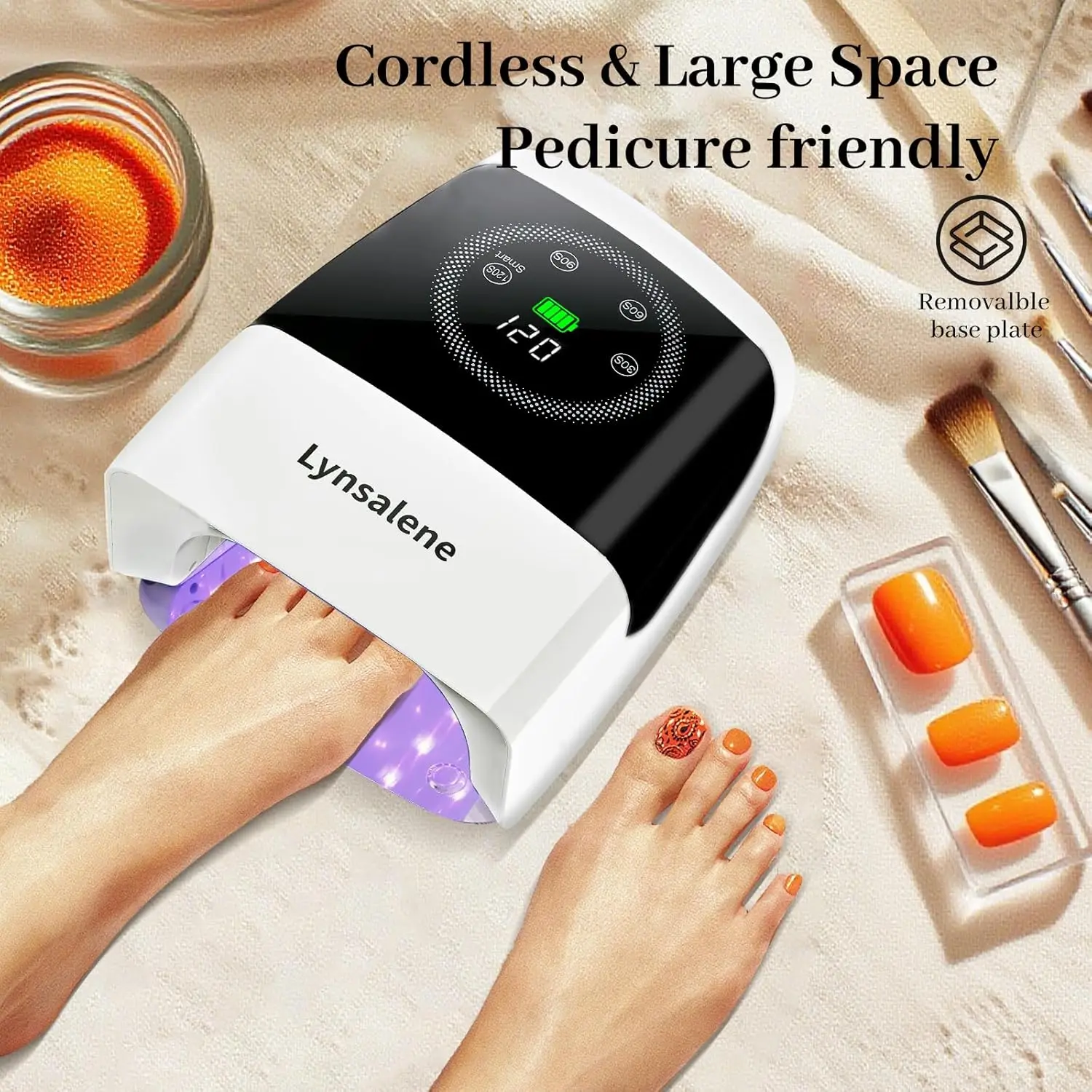 132W 充電式 UV LED ネイルランプ、4つのタイマーとLCDスクリーン付き、ジェルネイル用 – 高速硬化、サロン＆家庭用