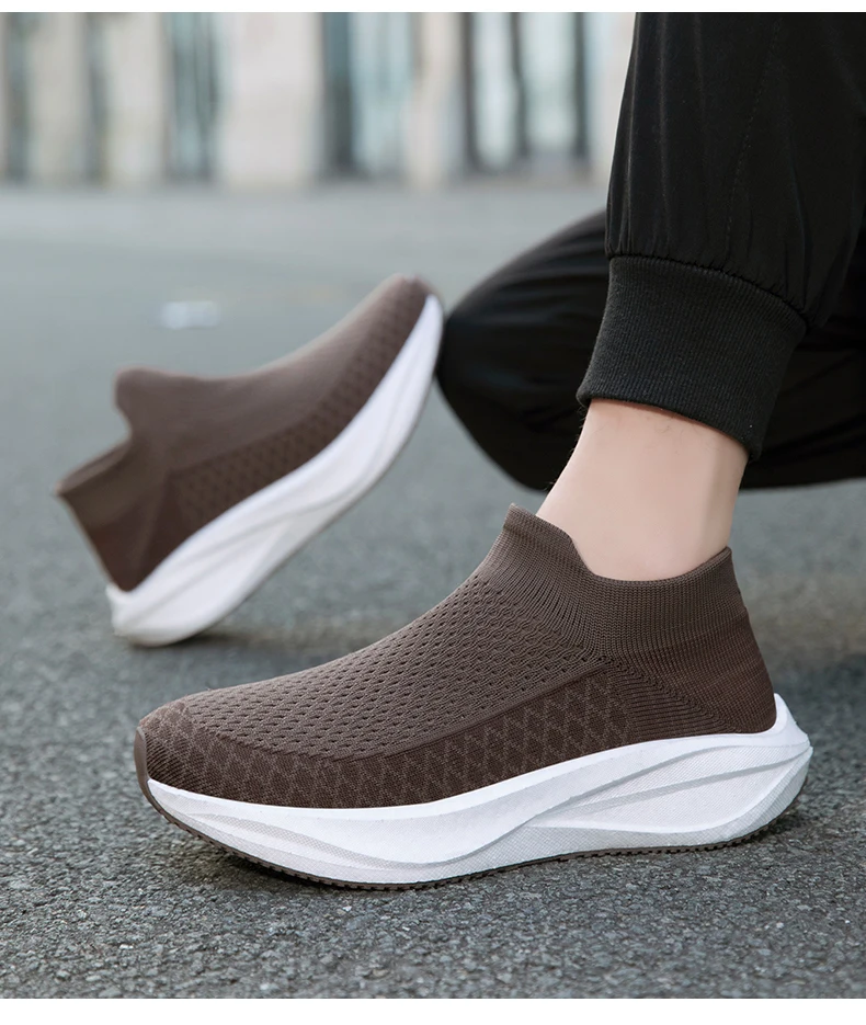 Unisex Real Boost Sneaker mit dicker Sohle, Stretch-Strick, atmungsaktiv, Übergrößen, stoßdämpfend, Sportschuhe, Laufschuhe für Damen und Herren – Detail 18