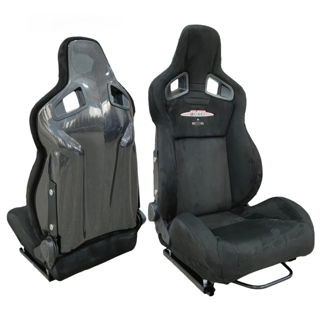

1039R Universal Slider Black Suede CF Carbon Fiber Back Bucket Racing Seats