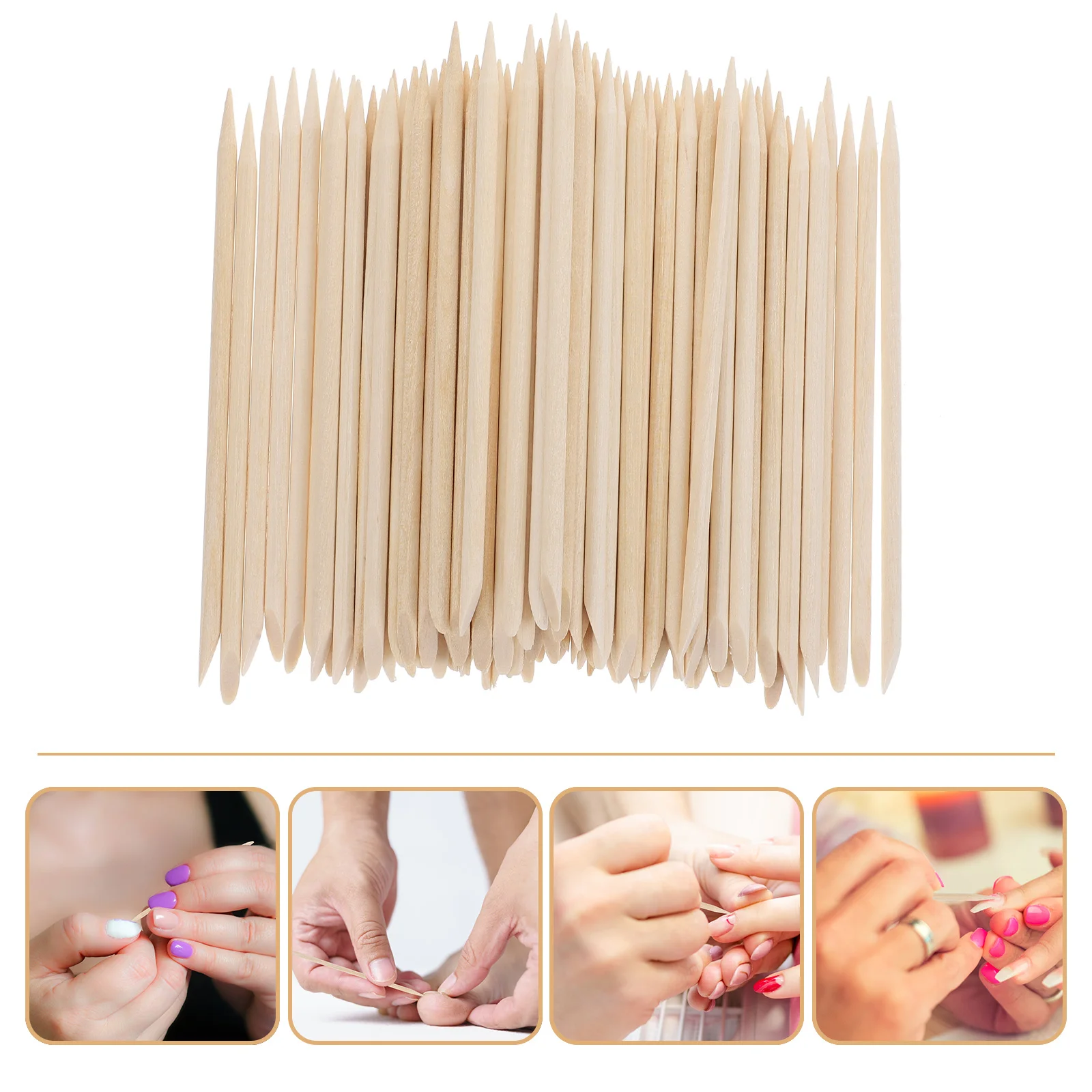 300 Stück Holz-Nagelstäbchen, doppelseitiges Nail-Art-Werkzeug zum Entfernen von Gel-Nagellack und Nagelhautpflege, professionelle Maniküre- und Pediküre
