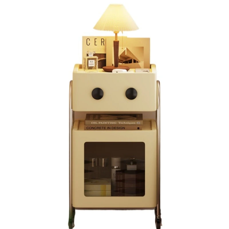 

Cream wind movable trolley, living room, sofa side, storage rack