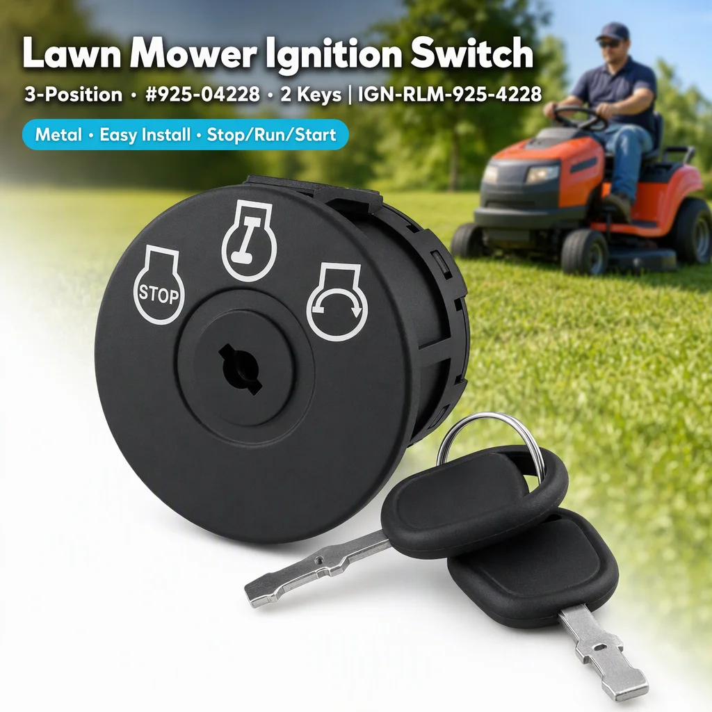 Ignition Switch with 2 Keys 925-04228 725-04228 3 Position Stop Metal Replacement for Riding Lawn Mower Garden Yard Outdoor