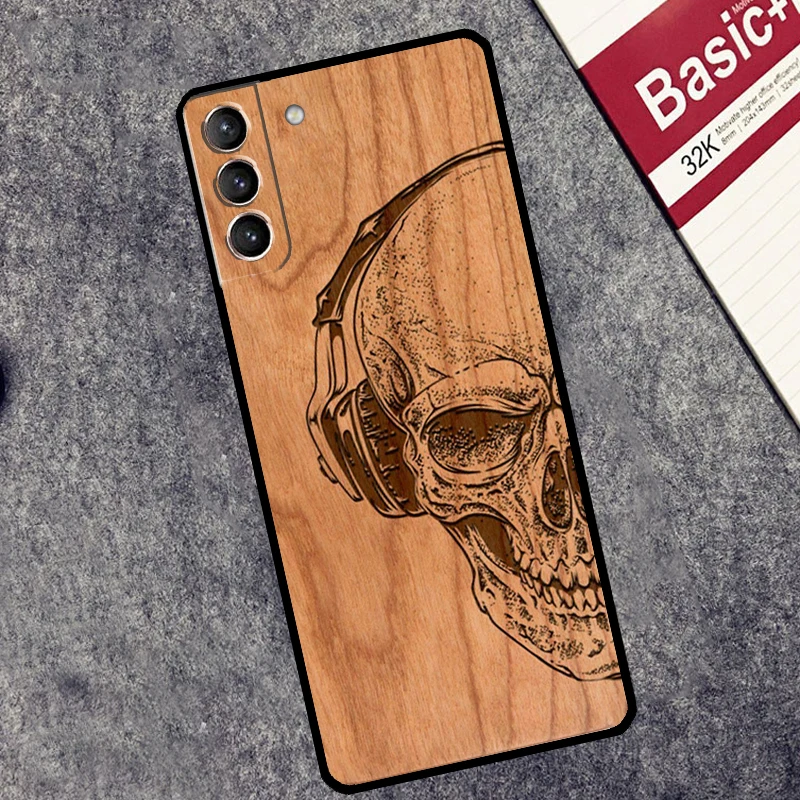 Tree Rose Skull Cactus Wood Case For Samsung Galaxy S24 S22 S23 Ultra Note 20 S9 S10 Note 10 Plus S20 FE S21 FE Cover