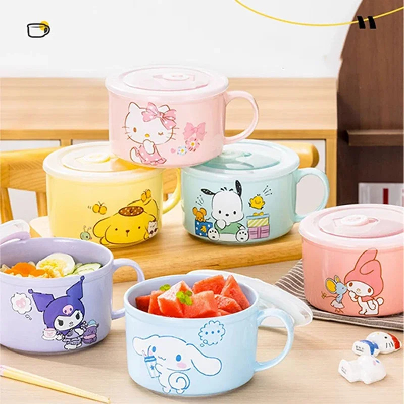 

Sanrio Kawaii Hello Kitty Instant Noodle Bowls My Melody Cinnamoroll Anime Cartoon Fashion Students Dormitory Lunch Box with Lid