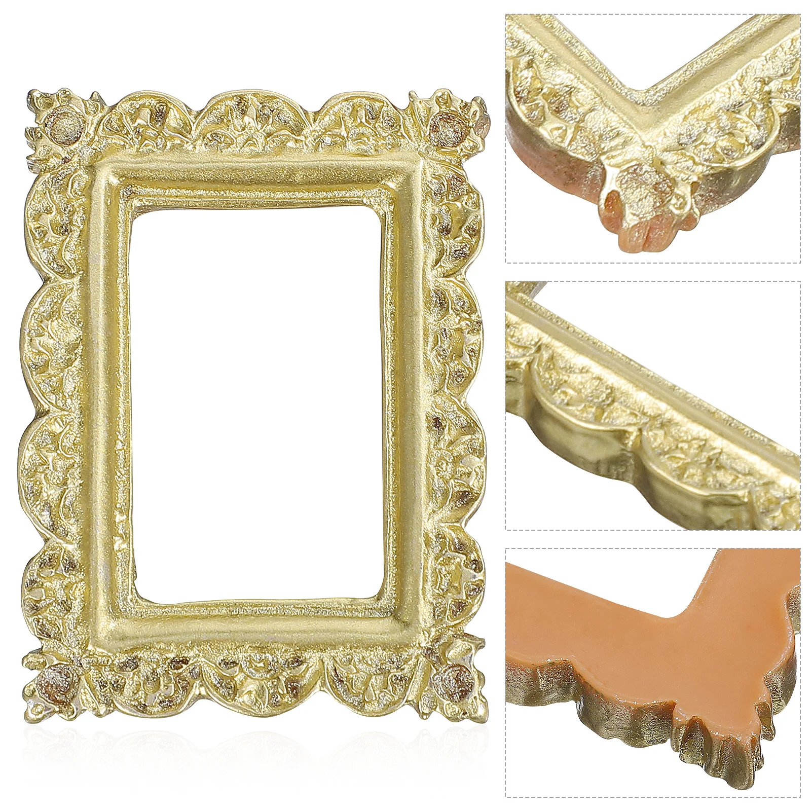 6 قطع من إطارات الصور المصنوعة من الراتنج الصغير ذاتية الصنع مجموعة إطارات صور مصغرة عتيقة للحرف اليدوية وديكور المنزل مجموعة دعائم الإطار الصغير