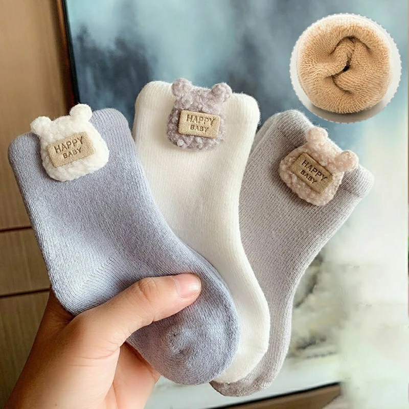 Baby Socks Autumn Winter Thick Fleece t Mid-Calf Newborn Boys Girls Baby Socks