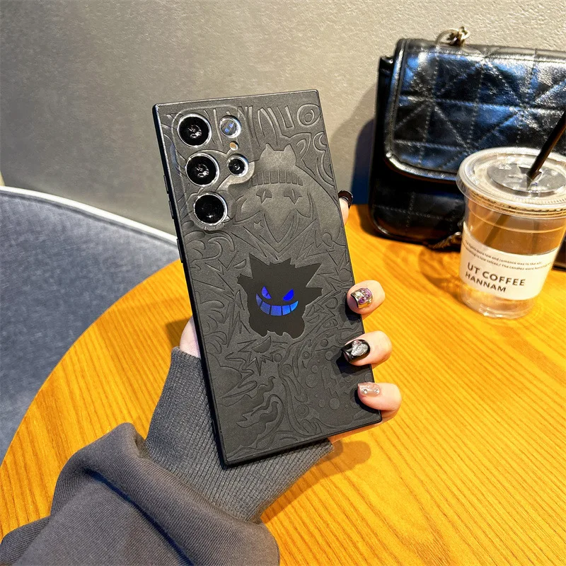 Cartoon Gengar Leather Laser Wristband Phone Case For Samsung Galaxy S25 S24 S23 S22 Ultra Plus A56 A55 A54 A36 Shockproof Cover view 5