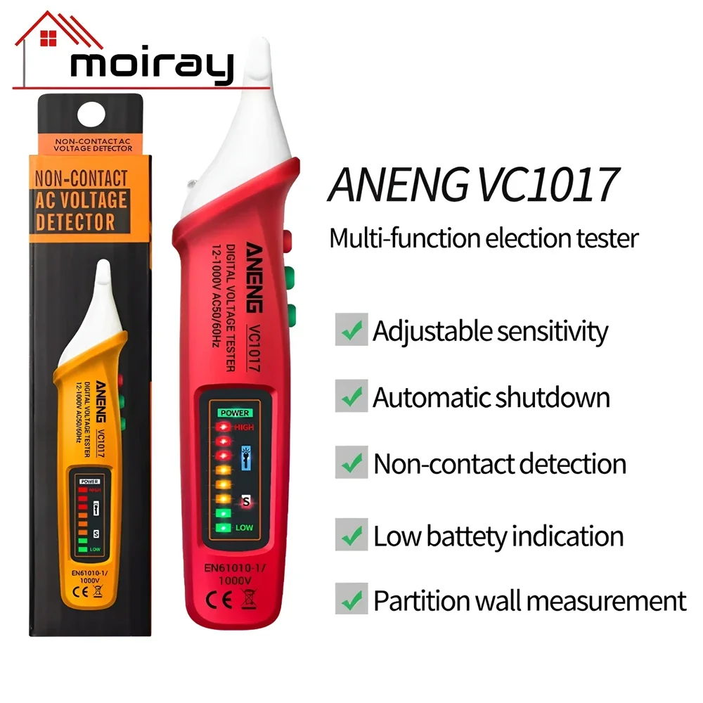 VC1017 12V-1000V Voltage Detector Tester Meter Non-contact Pen Style Electric Indicator LED Voltage Meter Electrical Instruments