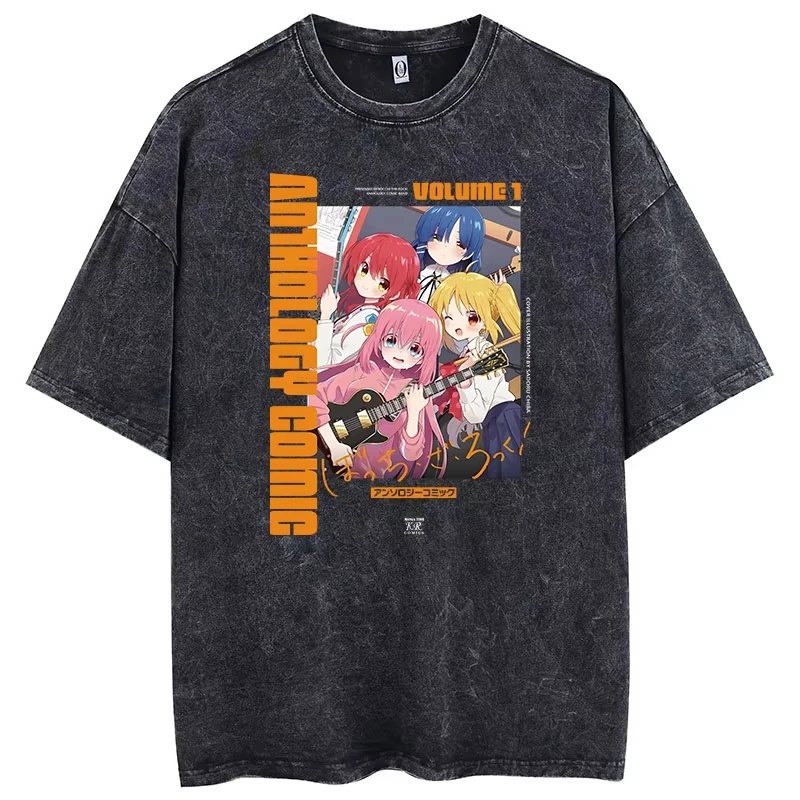 Summer Hot Sale Anime Bocchi The Rock Music Band Oversized Printed Tshirts Men Women Vintage Hip Hop Streetwear Oversized Tshirt