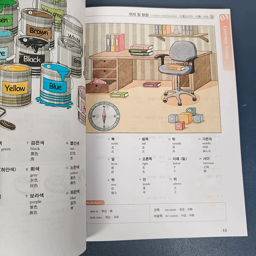 picture dictionary Interest Comics book Learn Korean vocabulary visually Definitions in English & Chinese & Japanese