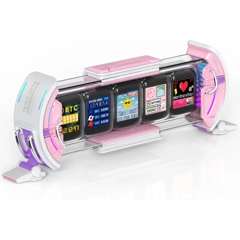

High quality.Times Gate - Cute Gaming Digital Clock Support Weather Forecast, Stock Market/Exchange Rate(Pink)