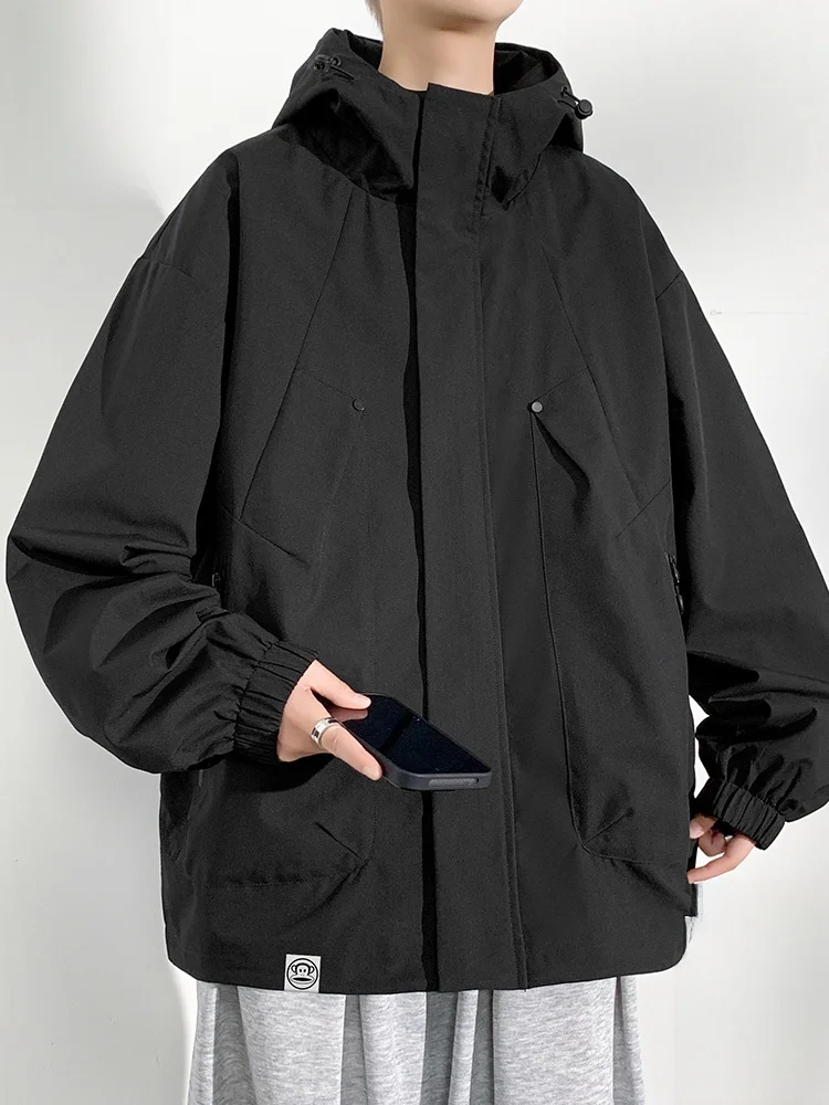 

Loose Long Sve Men's Jaet Monkey American Sle Casual Hooded Coat Autumn New Faion Polyester Nylon Cosi...