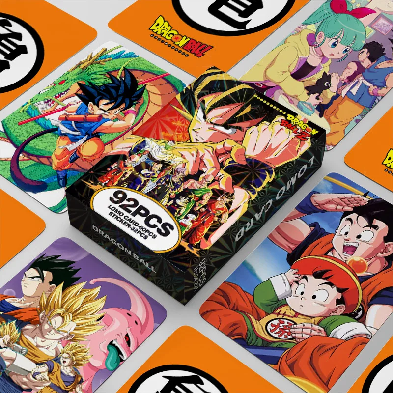 92Pcs/Set Dragon Ball Series High Quality Lomo Cards Goku Vegeta IV Gogeta Gotenks Gohan HD Printd Photocards And Stickers Gifts