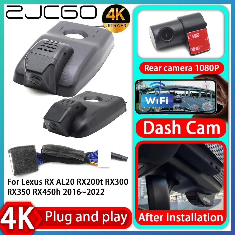 ZJCGO UHD 4K 2160P Plug and Play DVR Dash Cam Video Recorder For Lexus RX AL20 RX200t RX300 RX350 RX450h 2016~2022