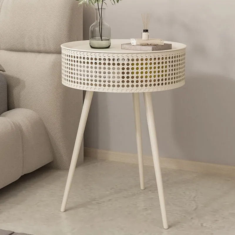 Mooli Cream Style Bedside Table 2024 New Simple Modern Home Bedroom Children Small Iron Small Coffee Table Side Table