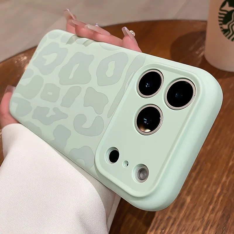 Modische Handyhüllen aus Flüssigsilikon mit Leopardenmuster für iPhone 17 16 12 Pro Max 14 15 Plus 17, staubdicht, weich, stoßfest. – Detail 5