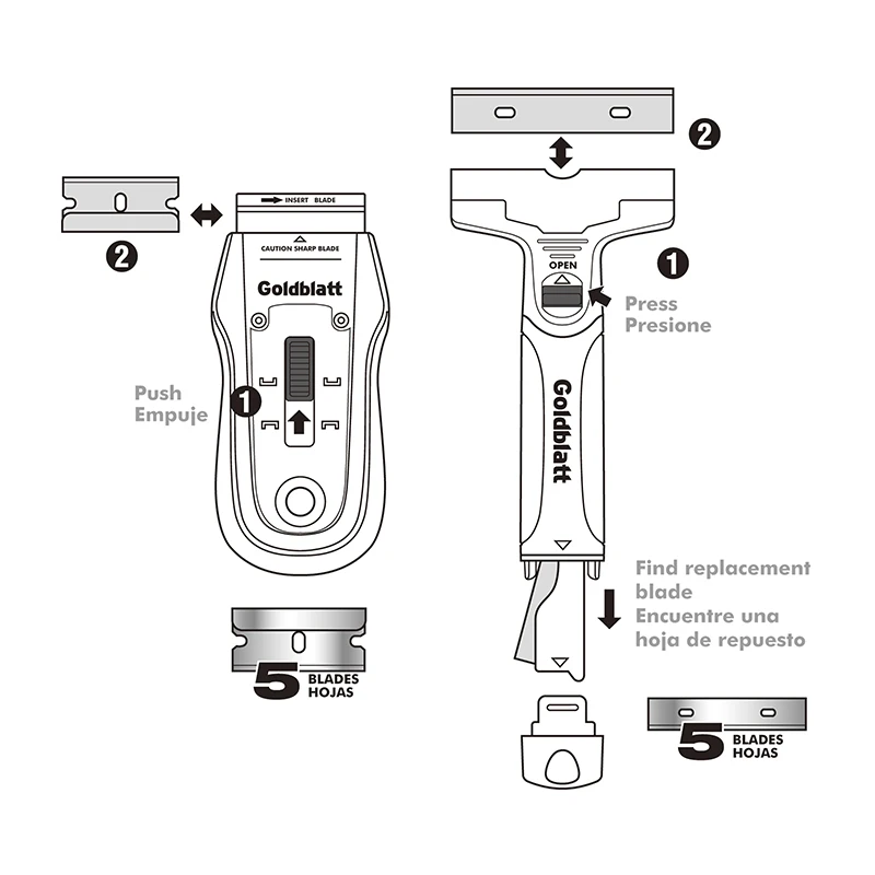 GOLDBLATT G03073 2PC Glass Scraper Set with 10 Blades Construction Tools