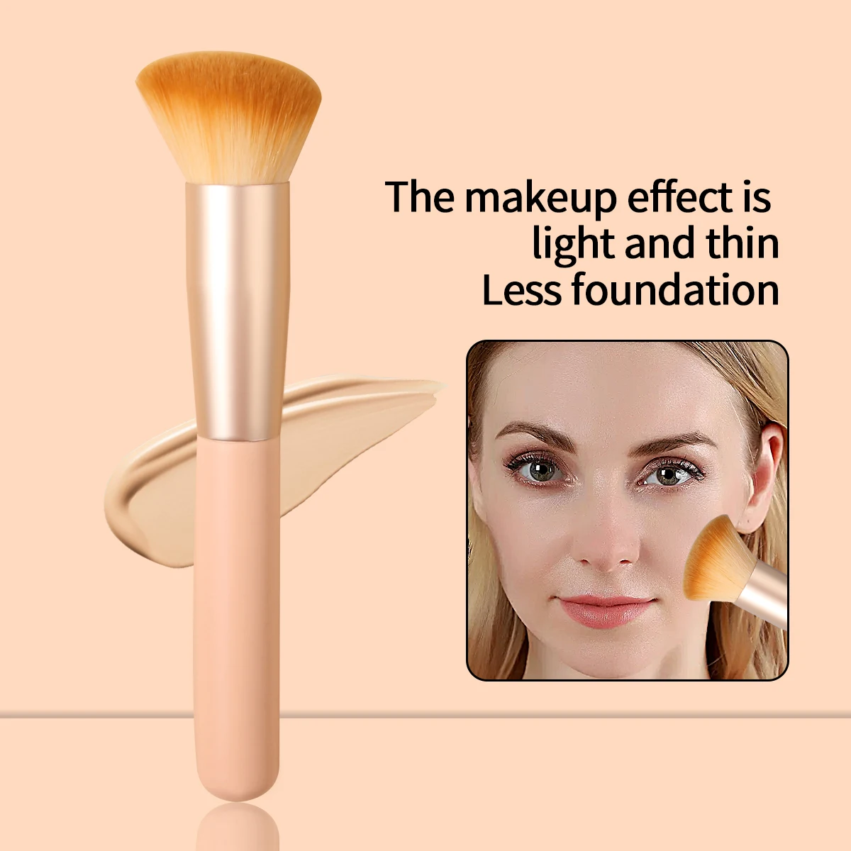 Single angled soft bristle makeup brush, professional facial foundation, blush and contouring, multi-functional beauty tool