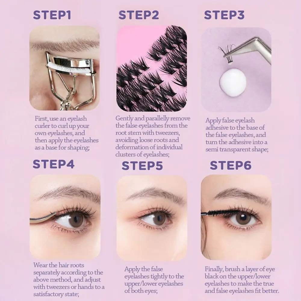 12 Rows Natural Look False Eyelashes Wispy Style Bond and Seal 3D Faux Mink Lash Cluster Design Fake Eyelash Eye Lash Extension