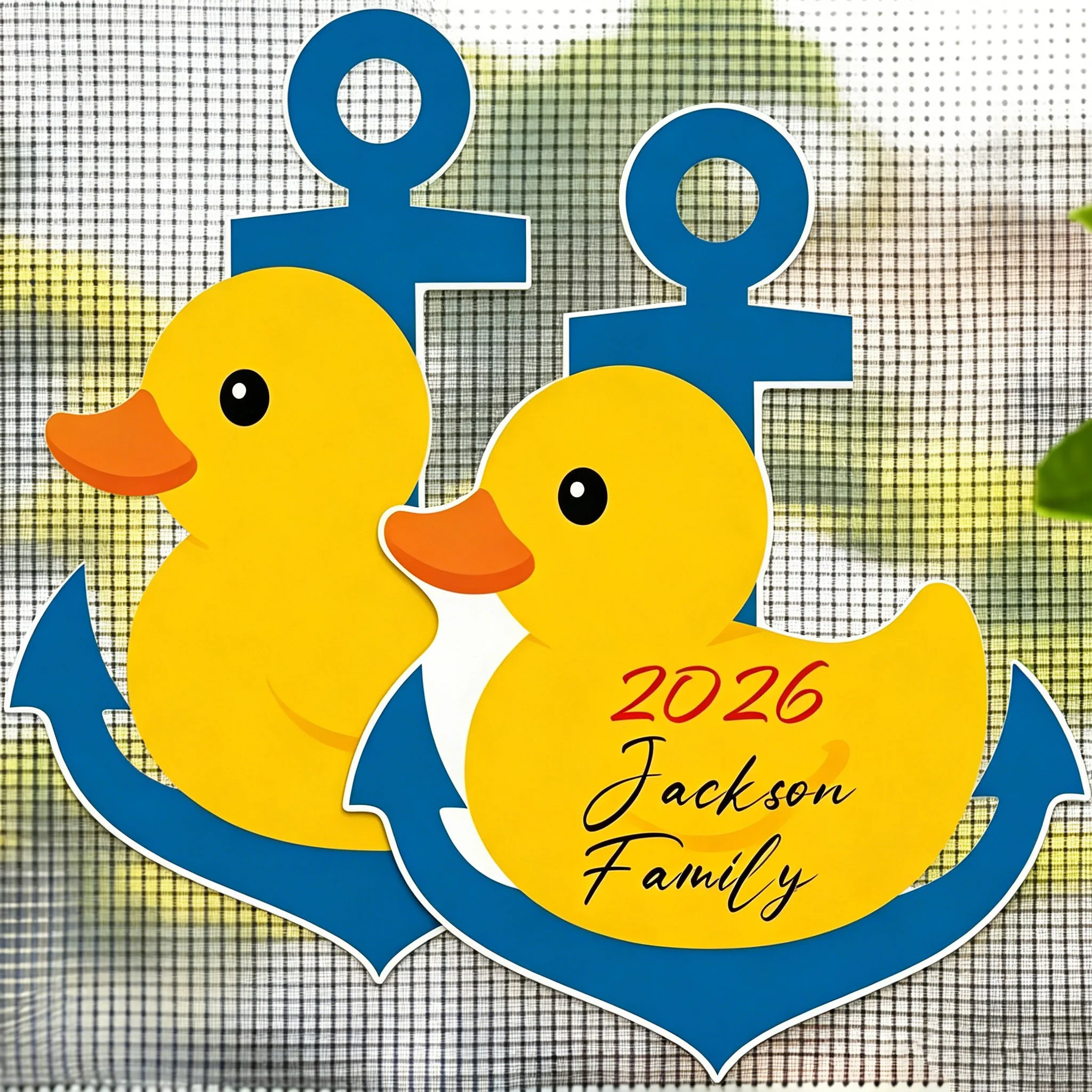 2Pcs Yellow Duck Cruise Ship Magnetic Screen Door Decor, Anchor Steering Wheel Pattern, Carnival Sliding Door Curtain Magnets