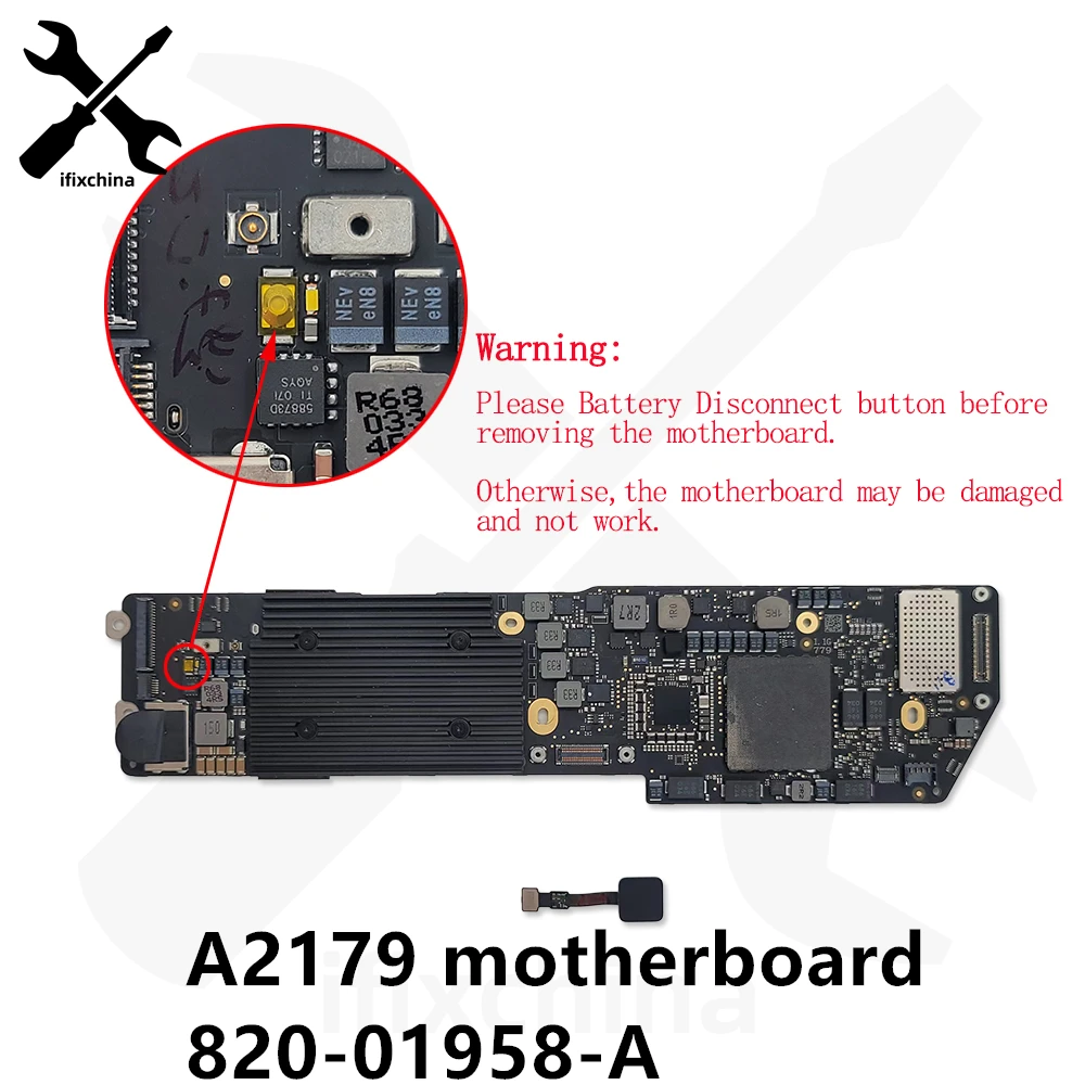 

Оригинальная материнская плата A1932 A2179 с Touch ID 820-01521-A/02 для MacBook Air Retina 13 ", логическая плата i5 8 Гб 2018 2019 2020 года