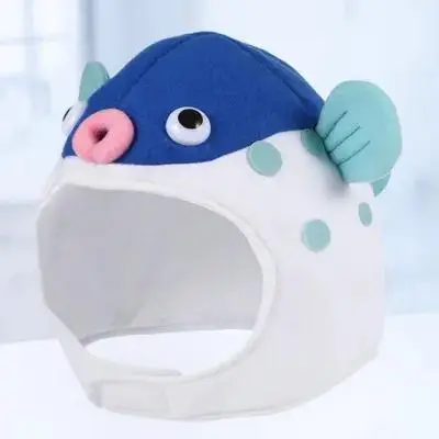 

Photo Prop Hat Puffer Fish Costume Cap Halloween Party Headwear for Adults Cosplay Cartoon Animal Carnival Accessory