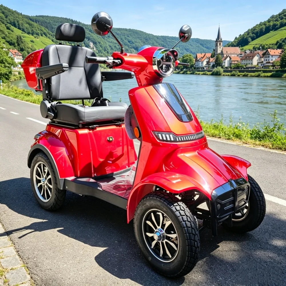 EU Warehouse 4 Wheel Mobility Aid Electric Scooter, Long Range Removable Battery for Seniors Adults Daily Shopping Travel