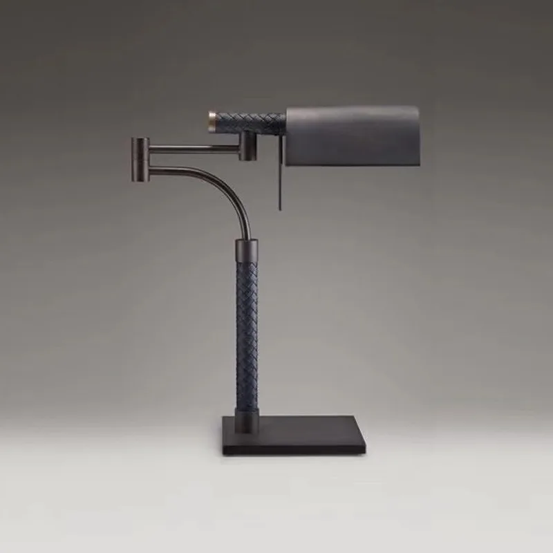 Italian postmodern simple wrought iron leather bedroom decorative table lamp, designer living room study personalized floor lamp