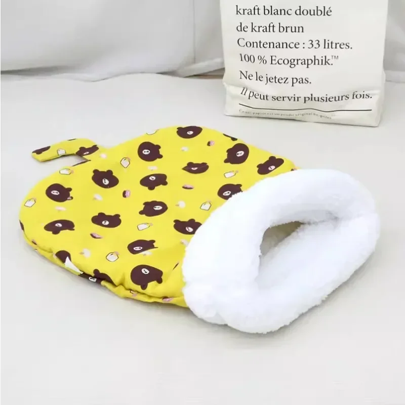 Cat Sleeping Bag Soft Cuddly Fluffy Feel Thickened Pet Pocket Type Quilt Bed Kitten Puppy Soft Comfortable Nest Pet Supplies